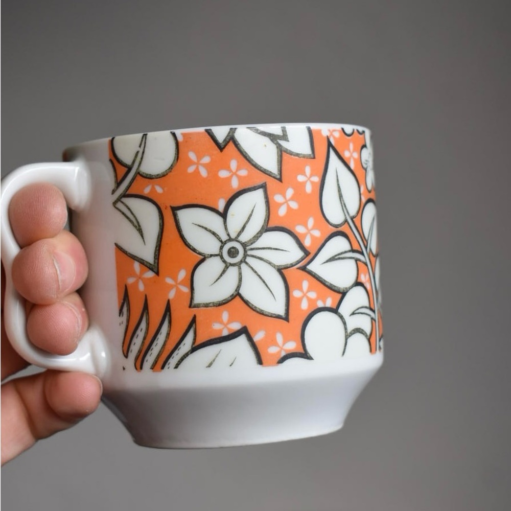 Vintage Stackable Flower Mug • Stamped Japan